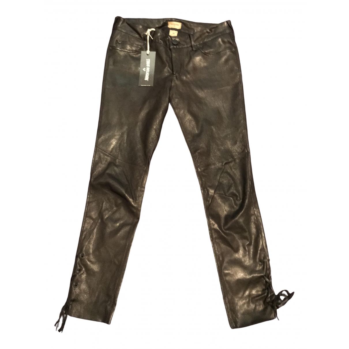Leather slim pants True Religion Black 